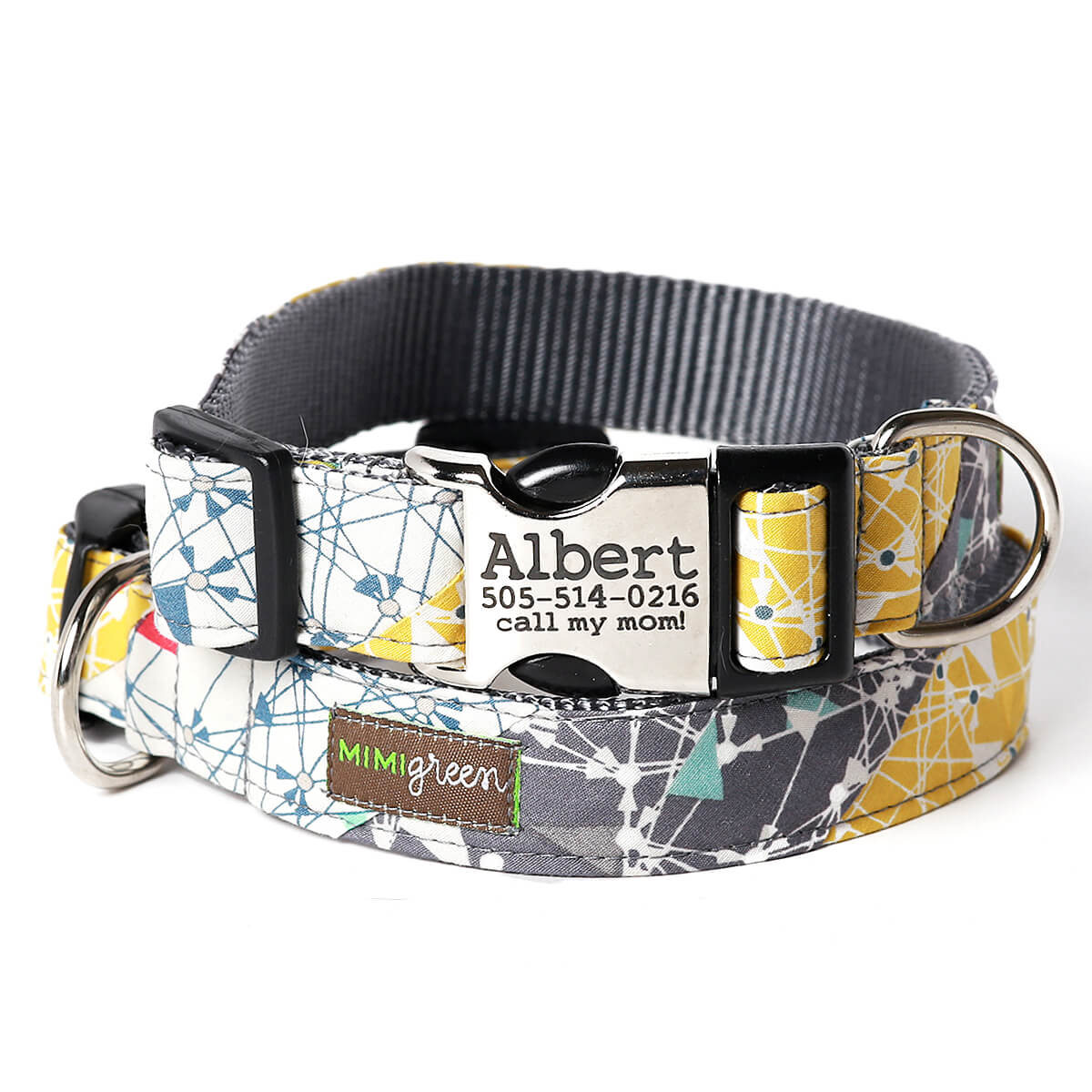 Grey Geometric Designer Dog Leash - 'Albert' -- 5/8 only