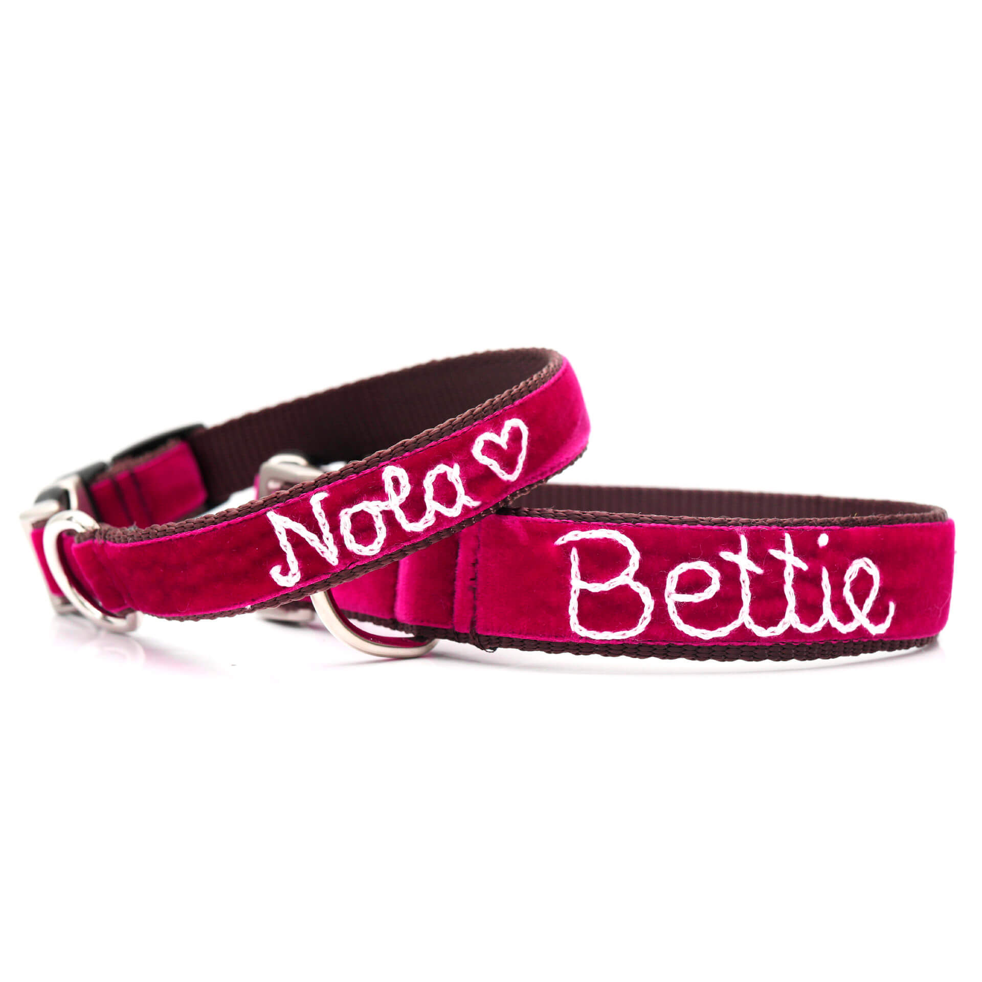 Magenta Velvet Dog Collar Bettie