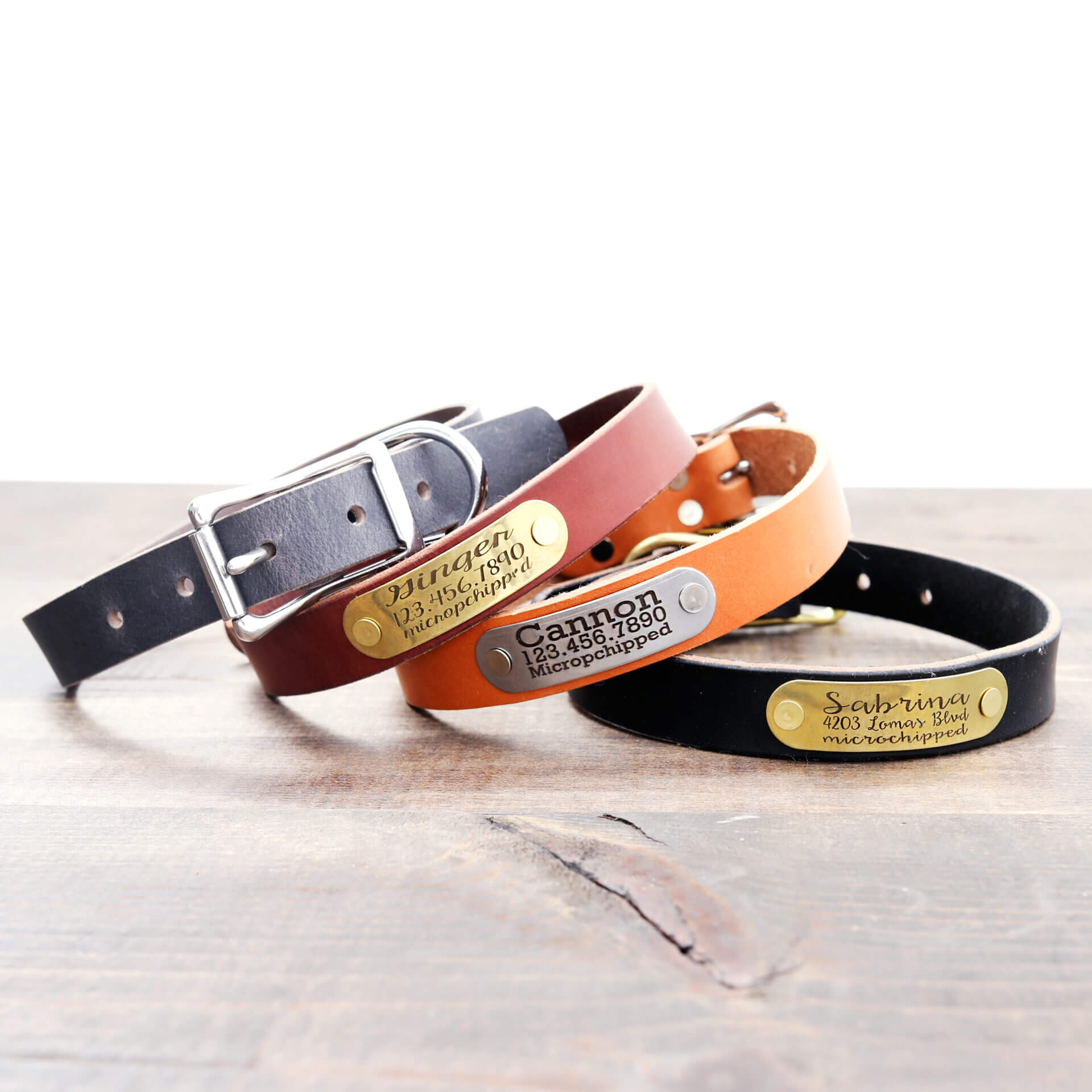 Personalized Dog Collar - Custom Engraved with Soft Leather - Small Medium  or Large Size with Name Plate (X-Small, Brown)