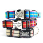 'Scotty' Red and Tan Plaid Dog Collar - Laser Engraved Buckle (5/8" and 3/4" Only)