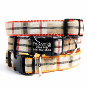 Tan Plaid Dog Collar