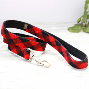 Buffalo Plaid Dog Collars Optional Engraved Buckle Matching Bandana