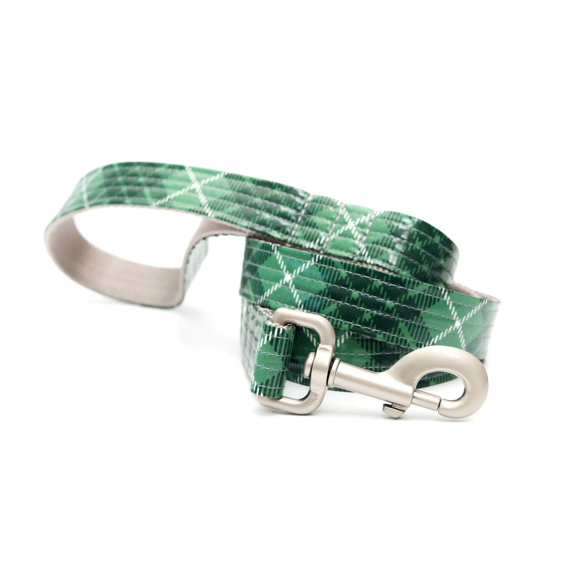 green tartan laminate leash