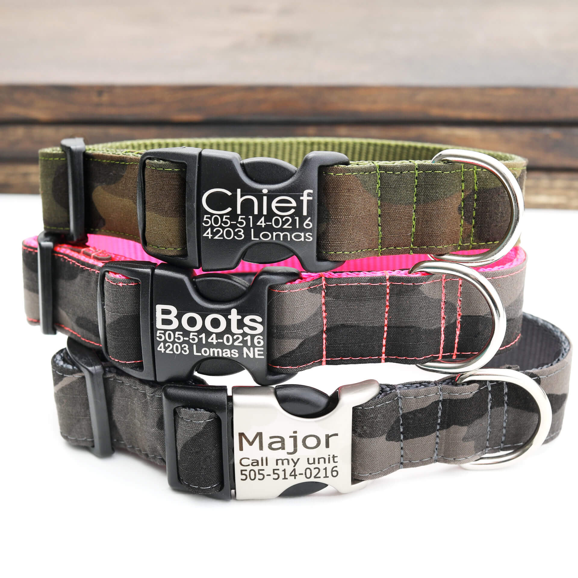 Camo Lead in Pink Handcrafted Matching Luxury Dog Collar to 