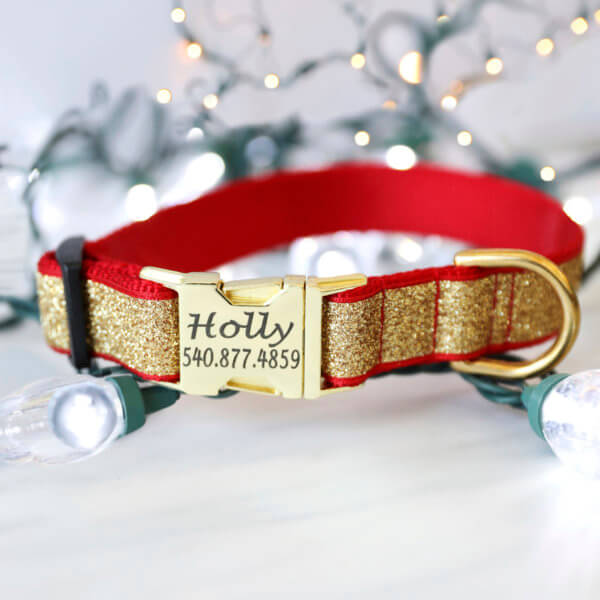 REd Holiday Glitter Dog Collar