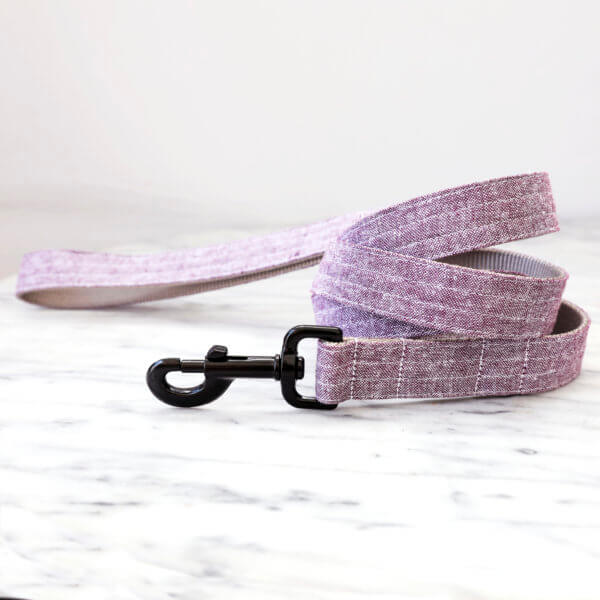 eggplant linen dog leash