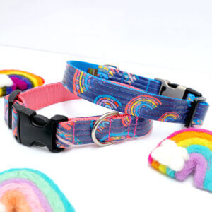 Rainbow laminated cotton dog collar