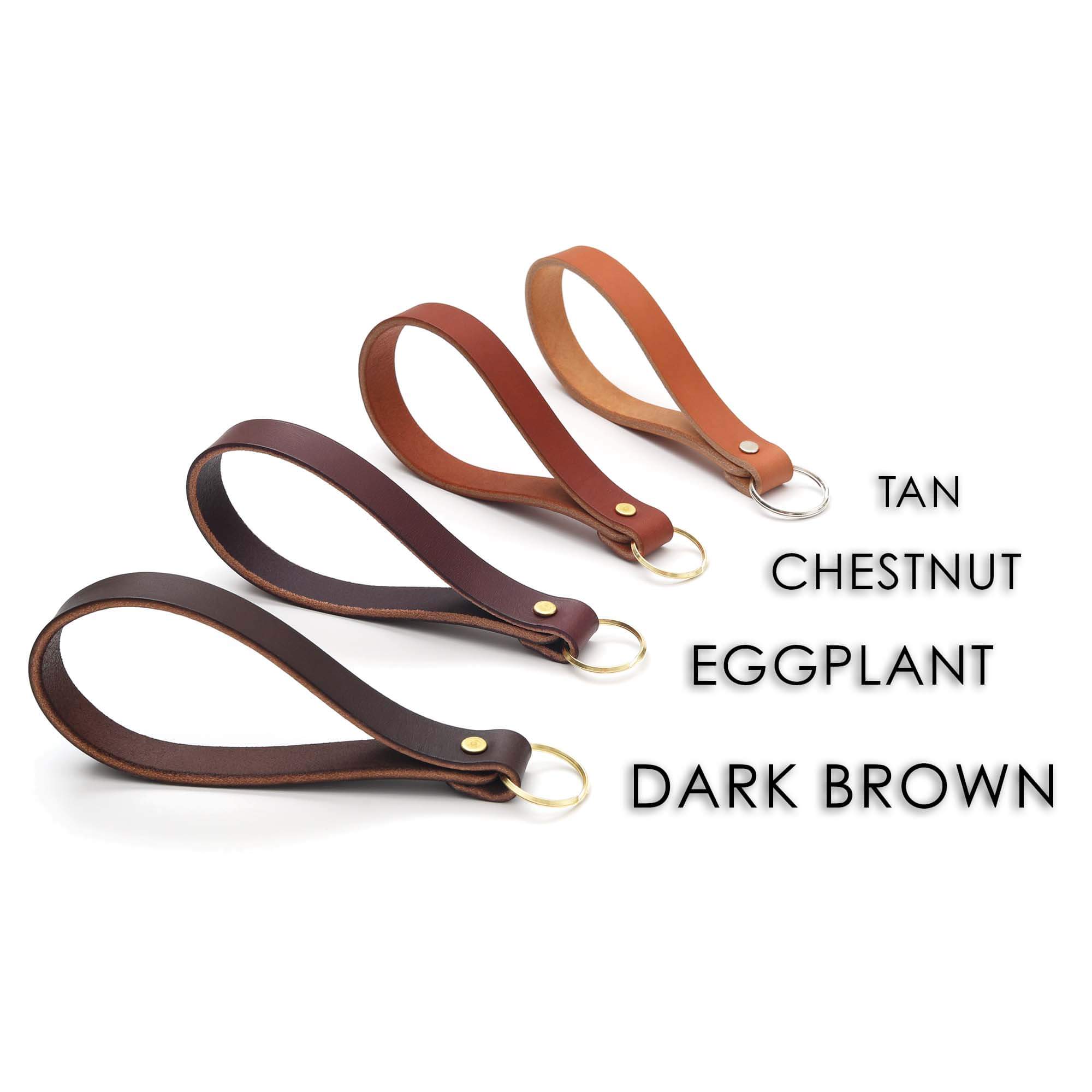 Shop Mimi Green Collars & Leashes Leather Wristlet Keychain (12 Colors) (Color: Chestnut) - Mimi Green Dog Collars