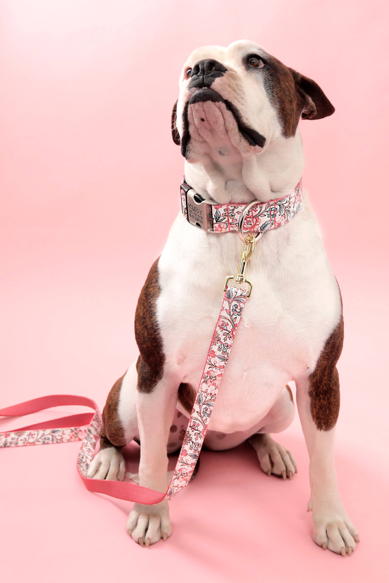 Rubit Medium Heart Rhinestone Aluminum Dog Tag Clip - Pink