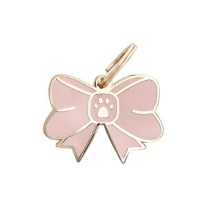 pink bow two tails dog ID tag