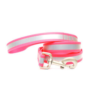 sewn midweight reflective leash pink