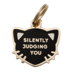 'Silently Judging You' Funny Cat Name ID Tag