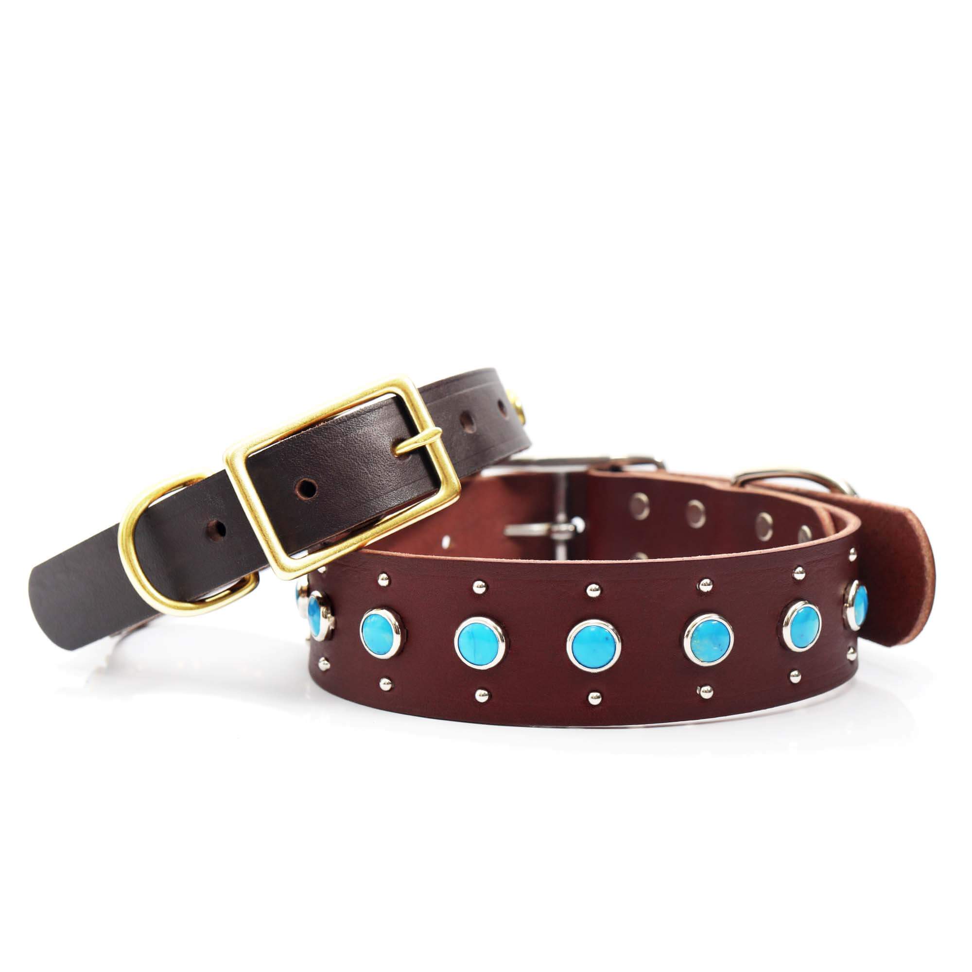 MyFamily Saint Tropez Dog Collar in Fine Crafted Turquoise Leatherette
