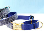 'Capri' Blue and White Laminated Cotton - Personalized Martingale Dog Collar