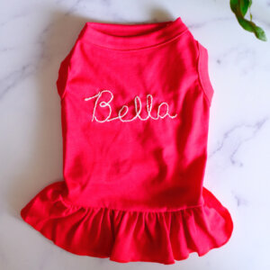 dog dress with embroidered name